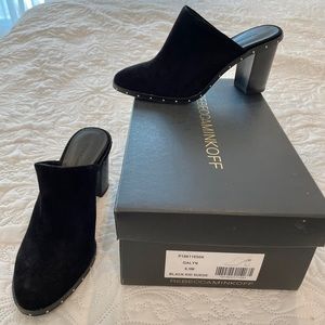 REBECCA MINKOFF X FEED
Suede Studded Accents Mules